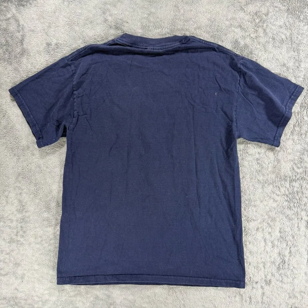 Vintage Peanuts Charlie Brown Good Grief M&O Knits T-Shirt Tee Mens M Navy Blue